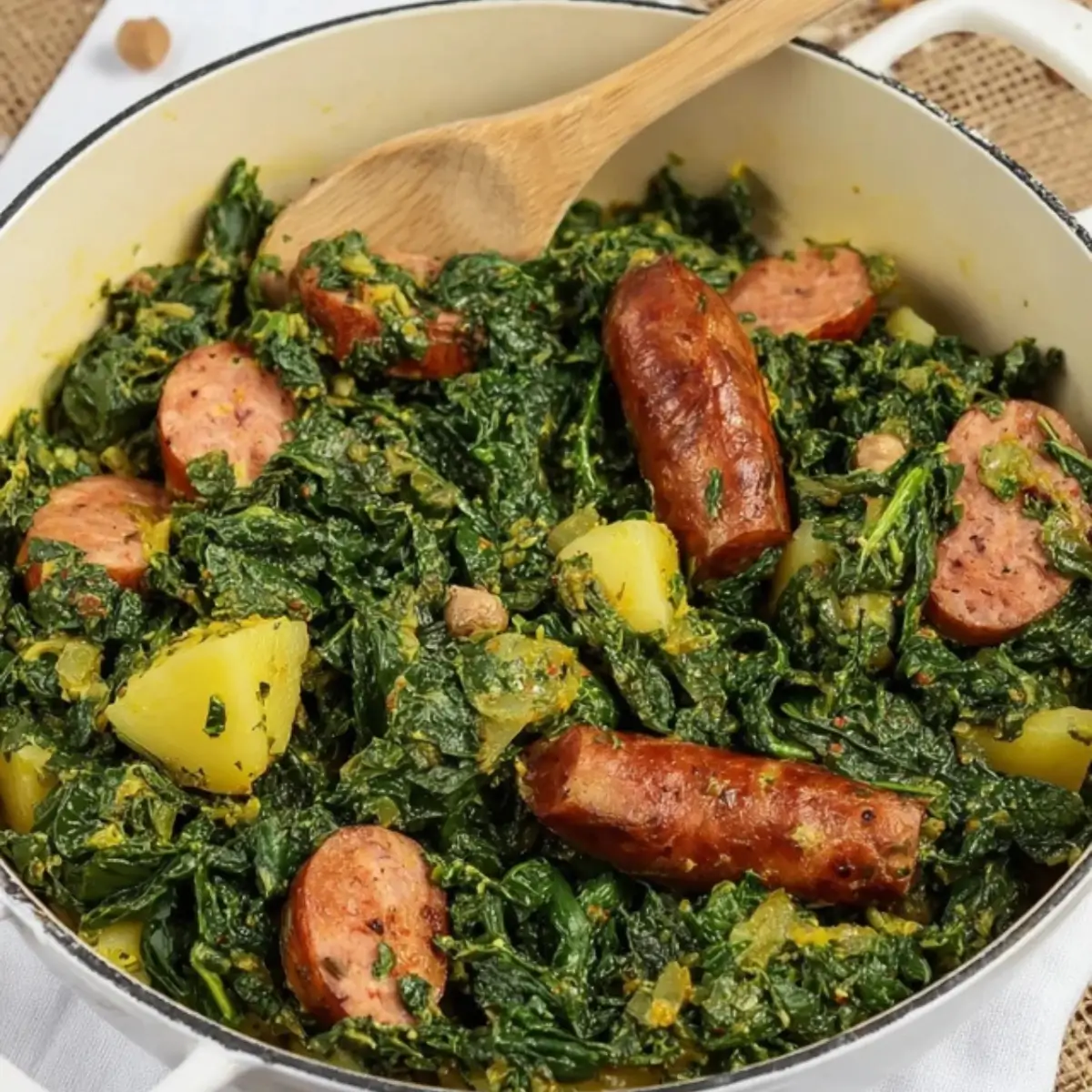 Kale with smoked sausage