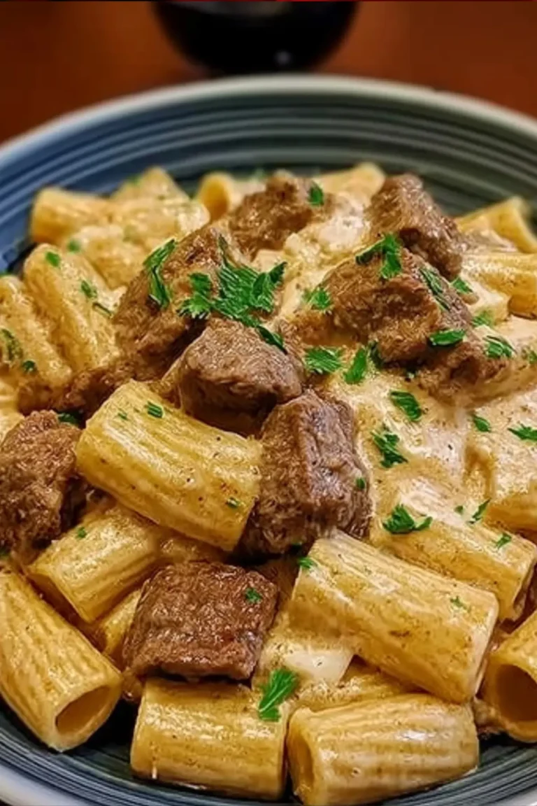 Parmesan beef with rigatoni