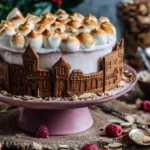 Raspberry cake with roasted almonds