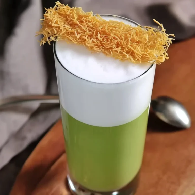 Erbsen Latte Macchiato mit Parmesan-Chip