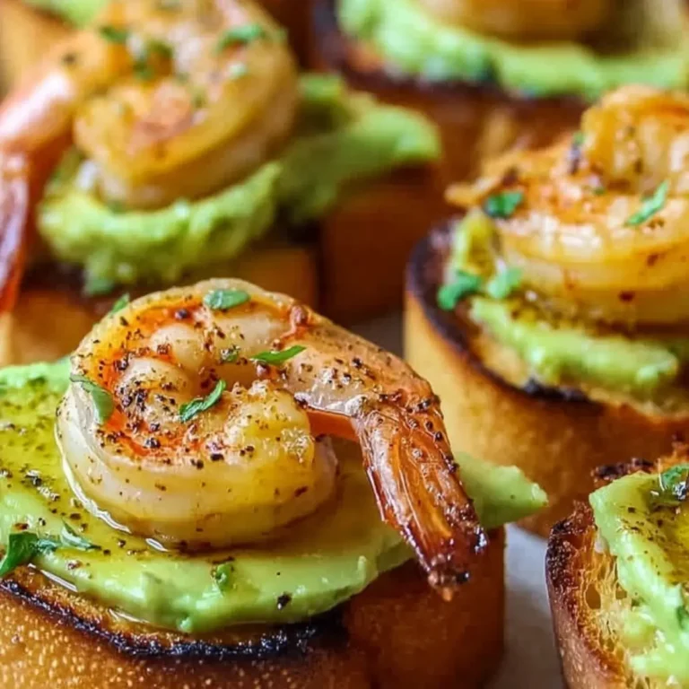 Garlic Shrimp Crostini mit Avocado
