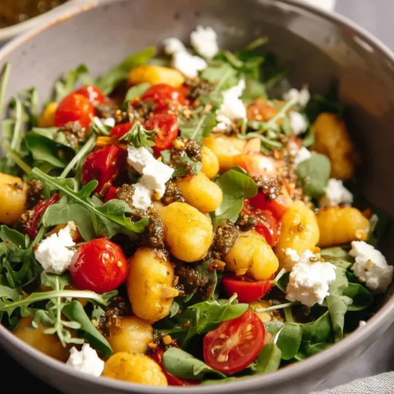 Gnocchi Salat mit Feta und Pesto