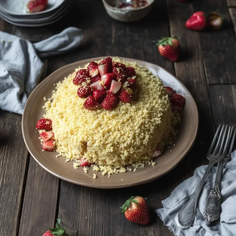 Weißer Maulwurfkuchen mit Erdbeeren