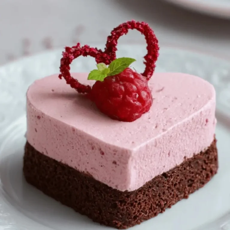 brownieherzen mit himbeermousse