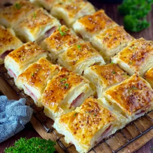 Blätterteig gefüllt mit Schinken und Käse