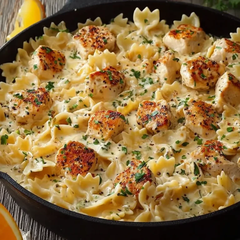 Cremige Hähnchen Farfalle Pfanne