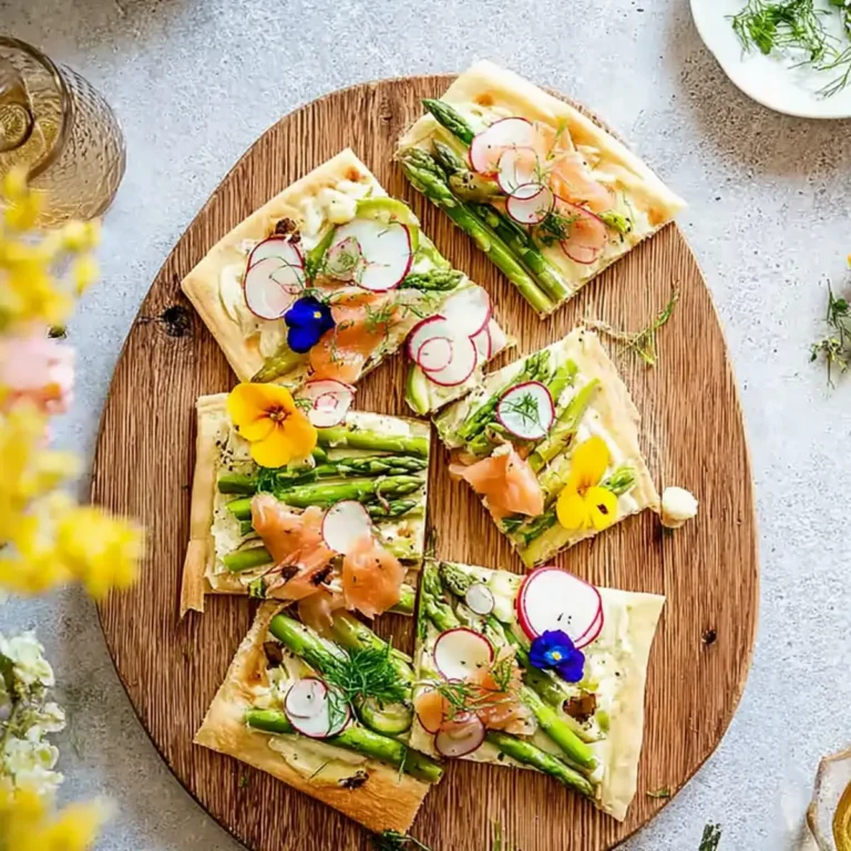 Frühlings Flammkuchen mit Spargel und Radieschen