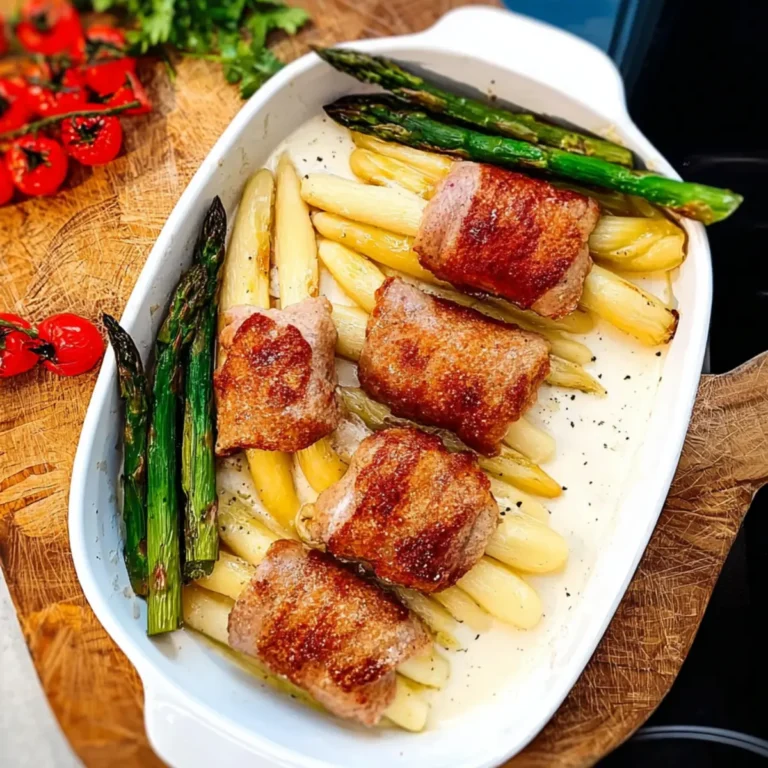 Gebackene Spargel Schnitzelröllchen