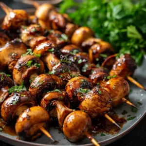 Gegrillte Champignon Spieße mit Tamarinden Glasur