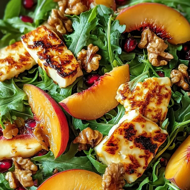 Gegrillter Halloumi Pfirsich Salat