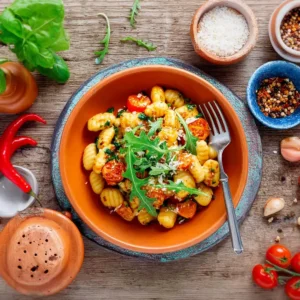 Gnocchi Salat mit Tomaten und Rucola