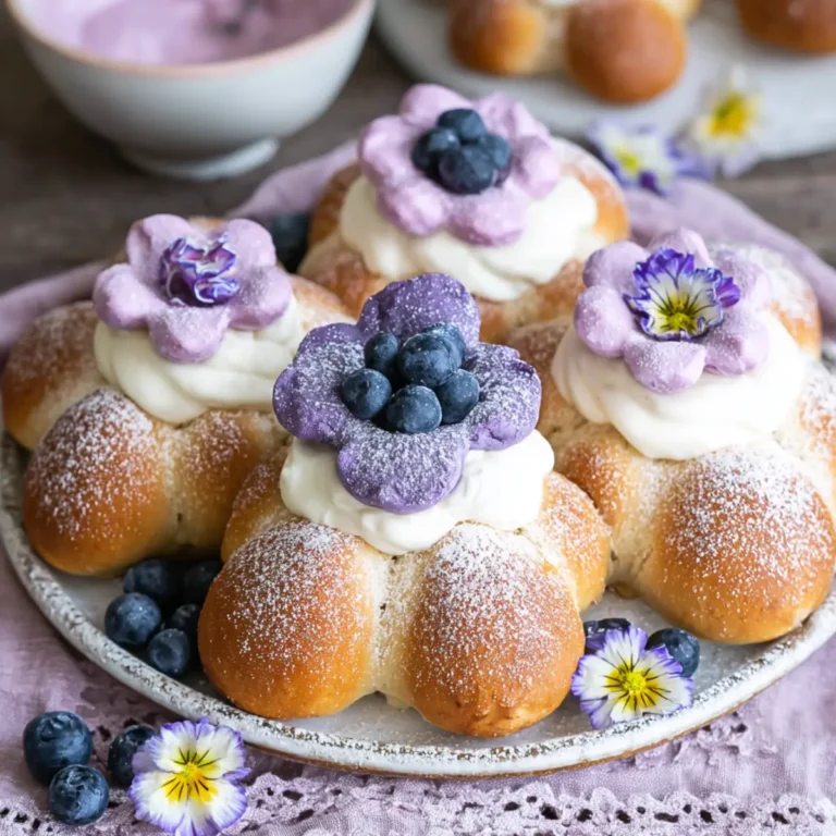 Hefeteig Blumen mit Puddingfüllung