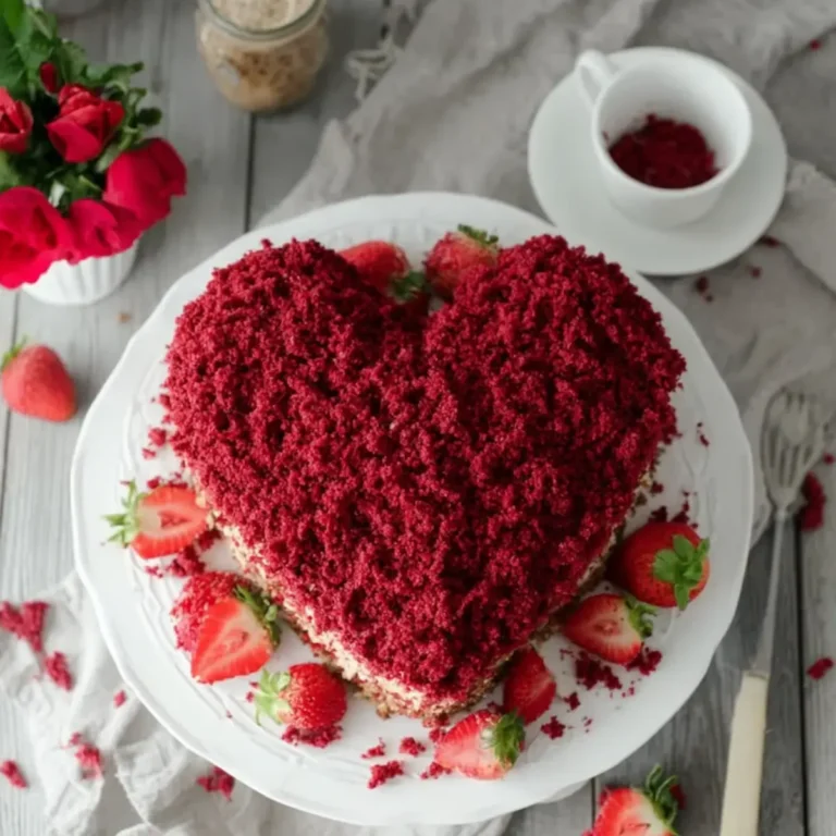 Herz Maulwurfkuchenmit Erdbeeren