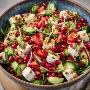 Keto-Granatapfel-Feta-Salat mit Gurke