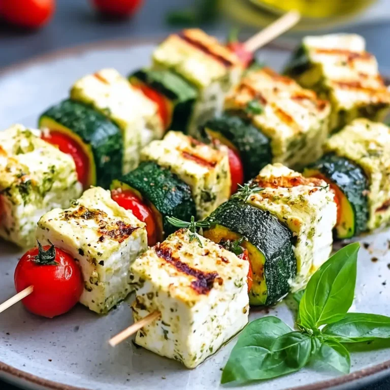 Low Carb Feta Spieße im Zucchini Mantel