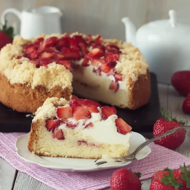 Maulwurfkuchen mit Erdbeeren und hellem Teig