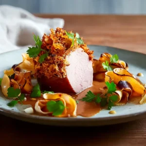 Möhrenkruste auf saftigen Medaillons