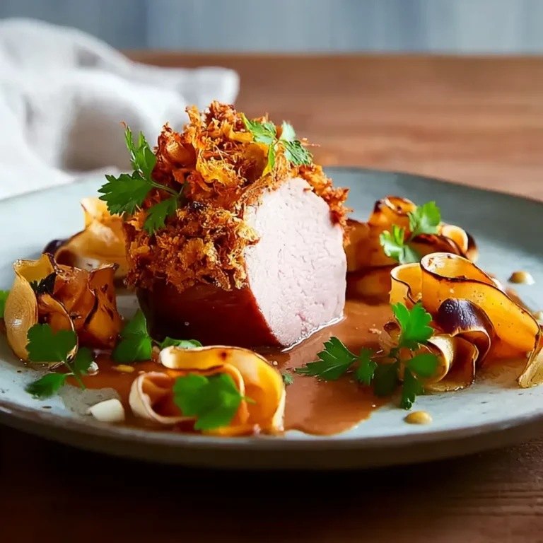 Möhrenkruste auf saftigen Medaillons
