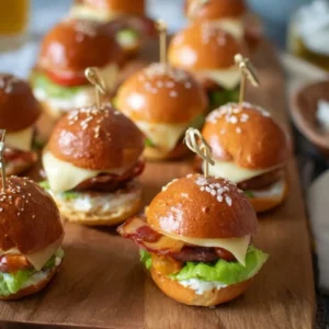 Mini-Laugen-Burger mit Leberkäse