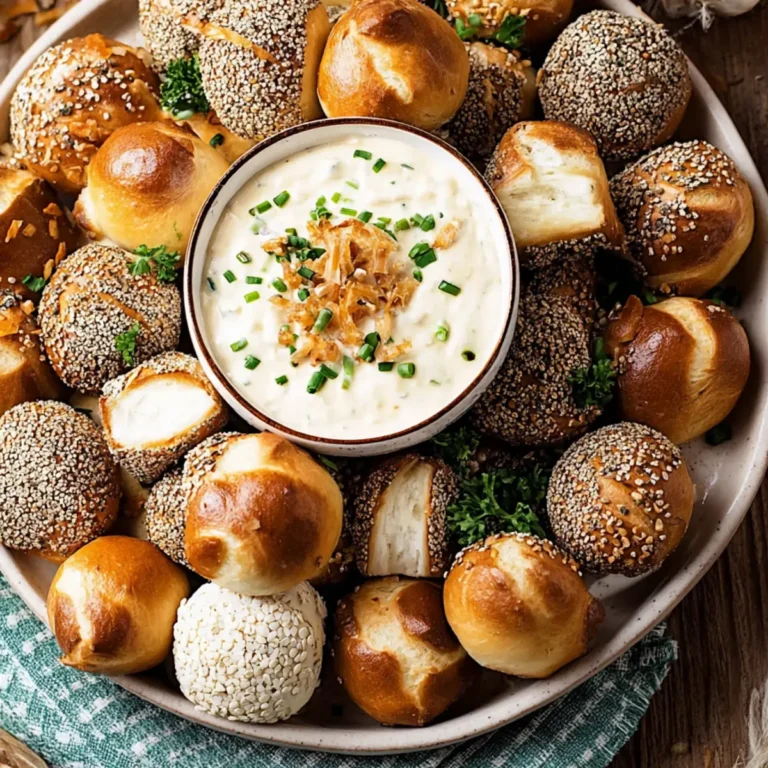 Mini Laugenkonfekt mit Zwiebel Dip