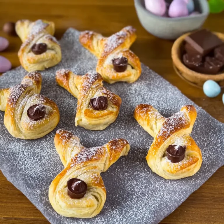 Osterhasen aus Blätterteig mit Schoko Füllung