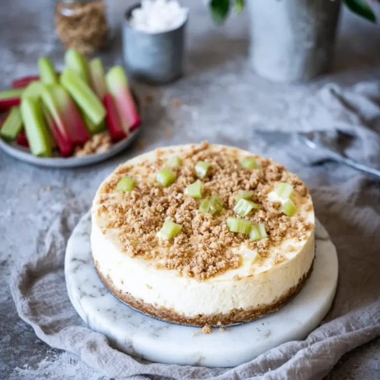 Rhabarber Cheesecake mit Streuseln