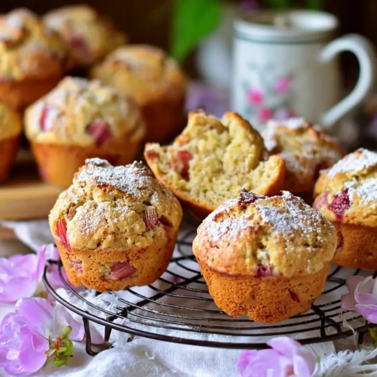 Saftige Rhabarbermuffins mit Vanille zum Tee