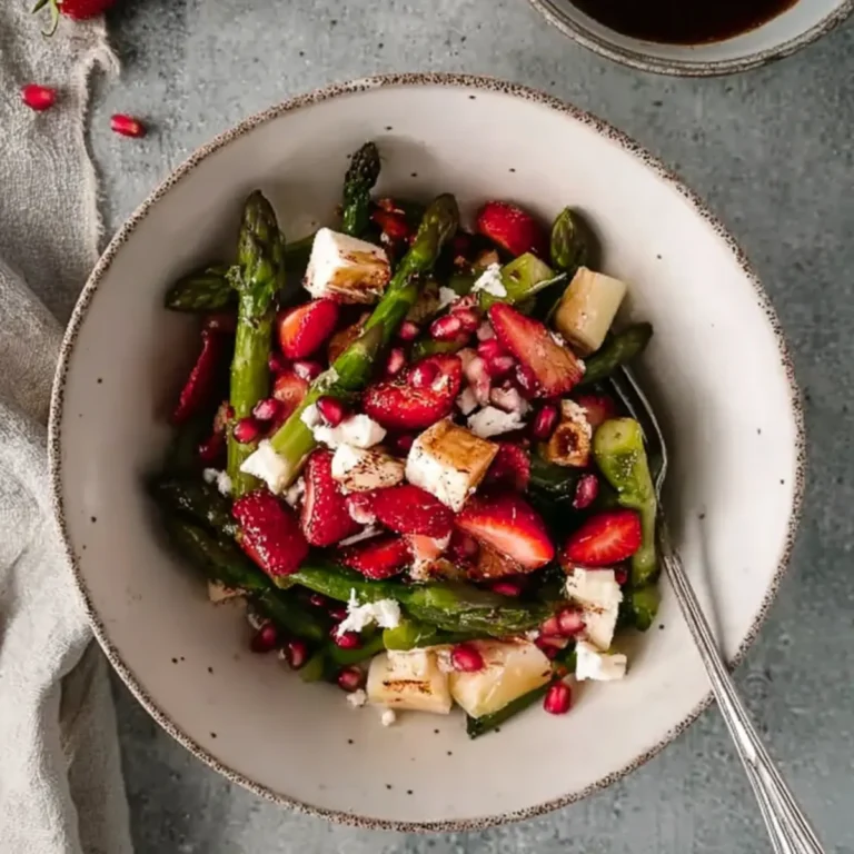 Spargelsalat mit Erdbeeren, Feta und Granatapfel