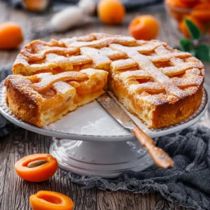 Aprikosenkuchen mit Gittermuster