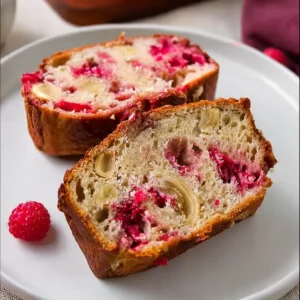 Bananenbrot mit Himbeeren