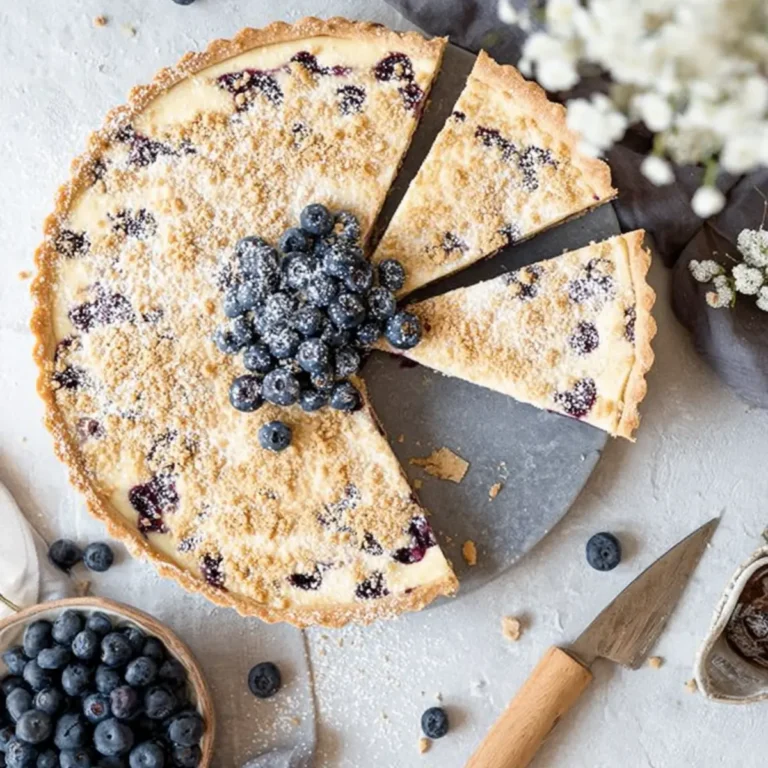 Blaubeer Tarte mit Vanille Schmand und Streuseln