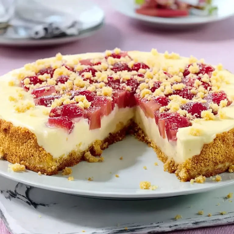 Creme Kuchen mit Rhabarber