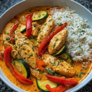 Cremiges Paprika Zucchini Hähnchen