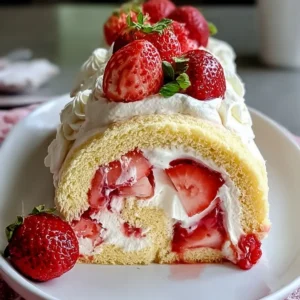 Erdbeer Shortcake Cheesecake Rolle