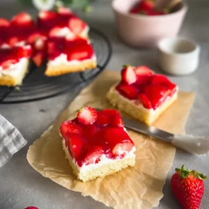 Erdbeerkuchen mit Pudding vom Blech