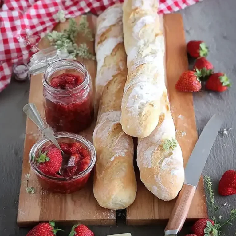 Erdbeermarmelade & Französisches Baguette