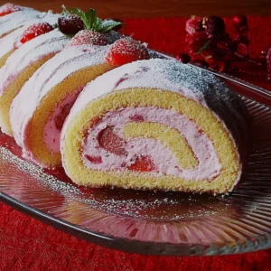 Erdbeermousse Roulade