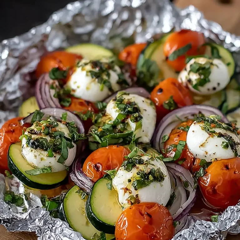 Gemüse Päckchen mit Mozzarella vom Grill