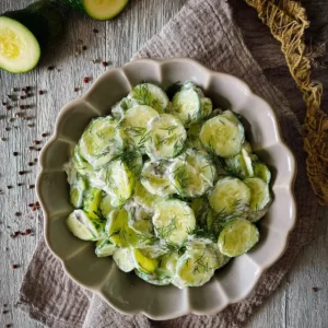 Gurkensalat mit Schmand und Dill