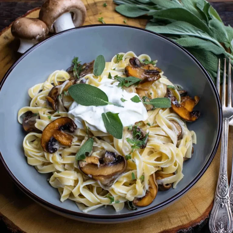 Herbstliche Weißwein Pasta mit Salbei und Pilzen