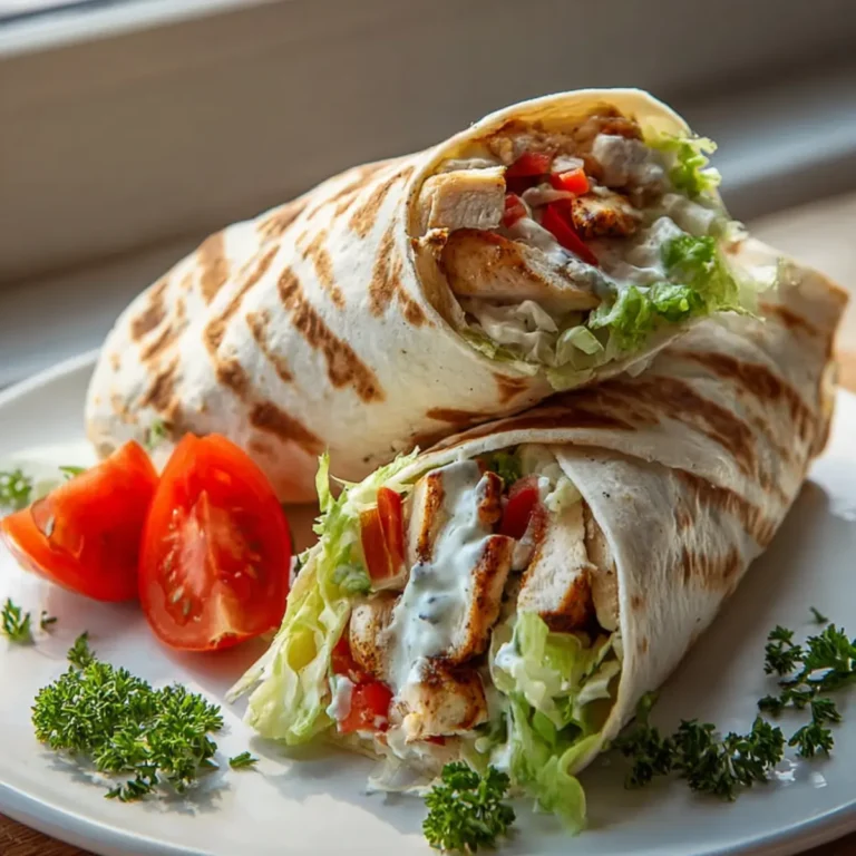 Hähnchen Wrap mit Salat & Knoblauchsoße