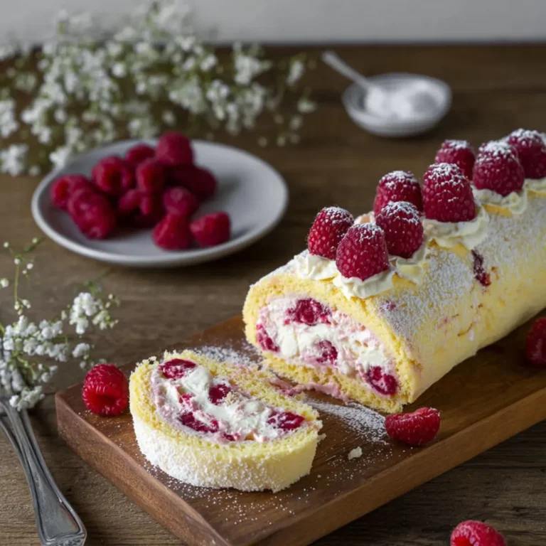 Himbeer Biskuitrolle mit Mascarponecreme