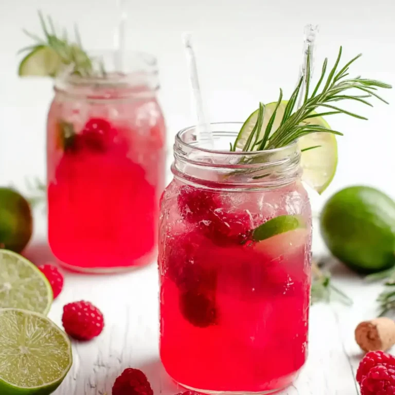 Himbeer Limonade mit Rosmarin und Limette