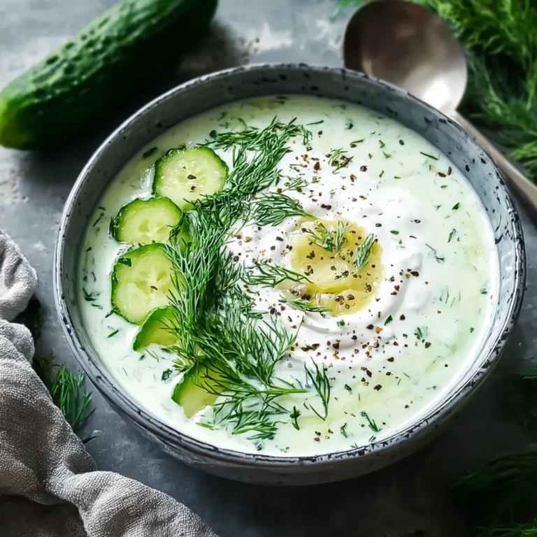 Kaltes Gurkensuppen mit Joghurt und Dill