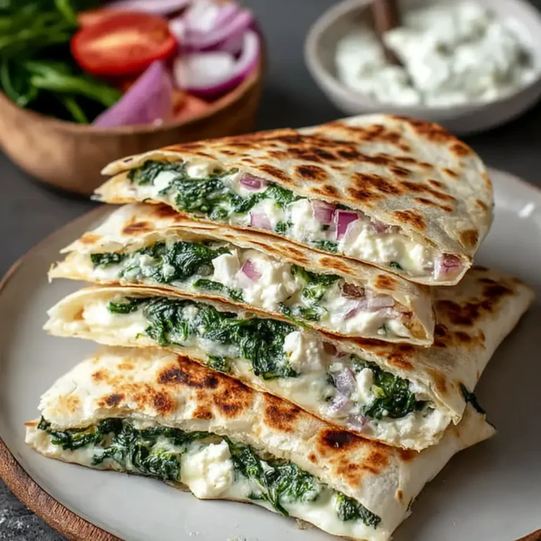 Knusprige Spinat Feta Quesadillas