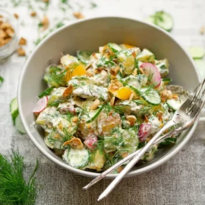 Knuspriger Kartoffelsalat ohne Mayo