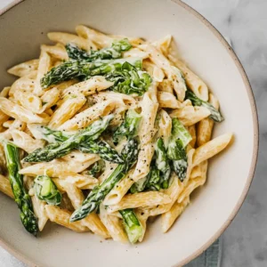 Pasta mit grünem Spargel Alfredo Art