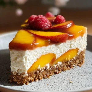 Pfirsichtorte ohne Backen mit Keksboden