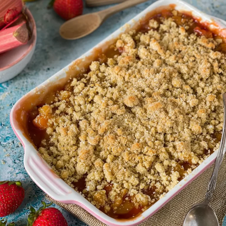 Rhabarber Crumble mit Erdbeeren