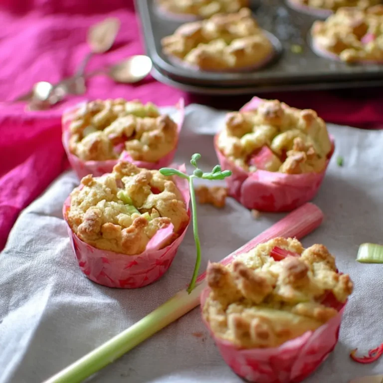 Rhabarber Käsekuchen Muffins mit Streuseln